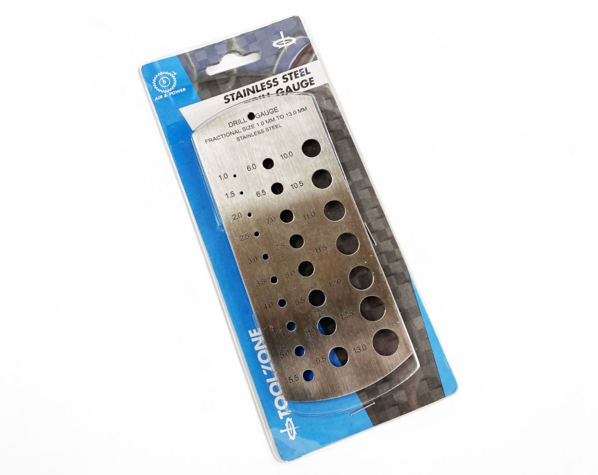 DRILL GAUGE STAINLESS STEEL METRIC 1-13mm - TOOLZONE KDPDR033
