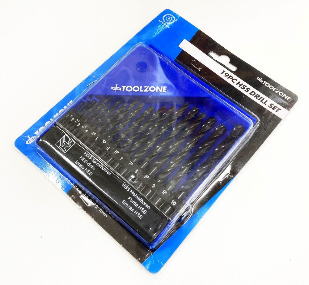 DRILL BIT SET HSS JOBBER 19PC 1-10mm - TOOLZONE KDPDR085