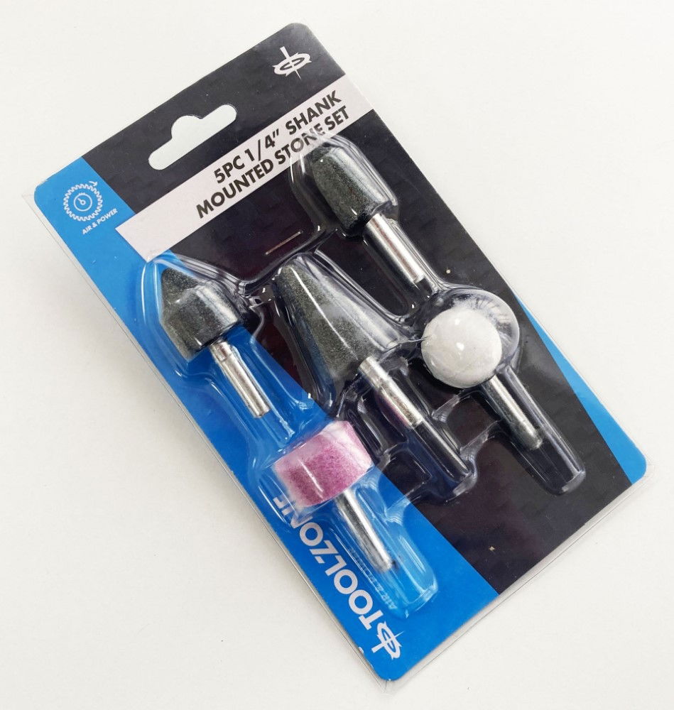 MOUNTED STONE SET 5PC 1/4 SHANK ALUMINIUM OXIDE - TOOLZONE KDPDR183
