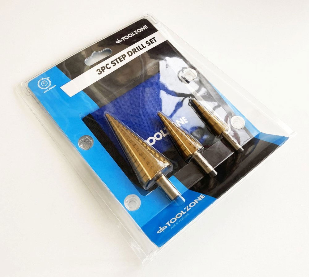 HSS STEP DRILL SET 3PC 4-32mm TITANIUM COATED - TOOLZONE KDPDR387