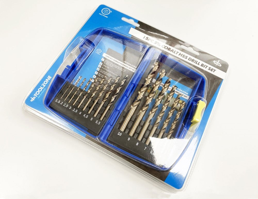 HSS DRILL SET 15PC 5% COBALT 1.5-10mm - TOOLZONE KDPDR389