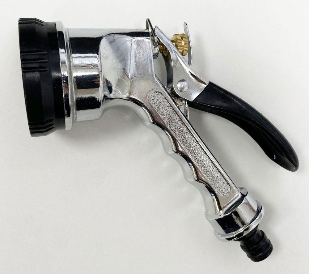 WATER SPRAY GUN 6 PATTERN CHROME HEAVY DUTY - TOOLZONE KDPGD166