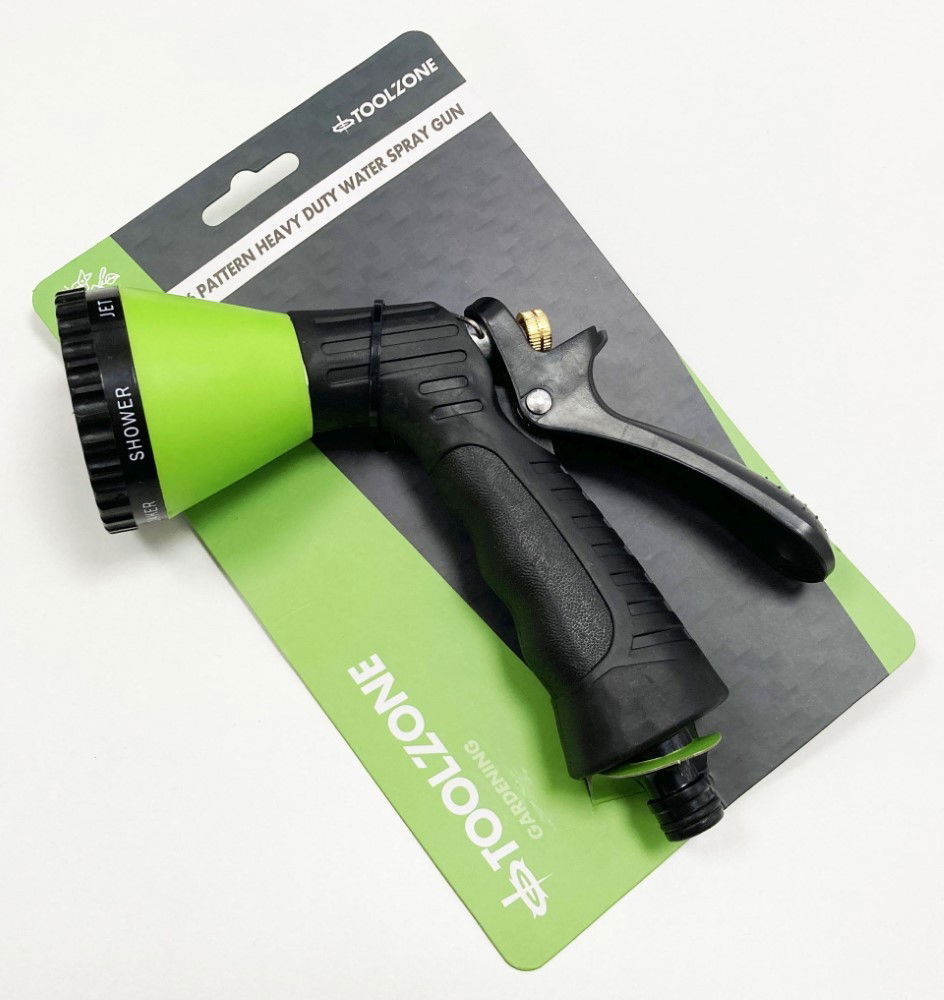 WATER SPRAY GUN 6 PATTERN GREEN HEAVY DUTY - TOOLZONE KDPGD168