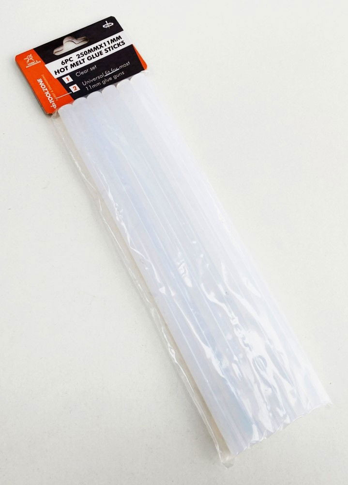 GLUE STICKS 6 PIECES 250 x 11mm FOR HOT MELT GLUE GUNS - TOOLZONE KDPGG006