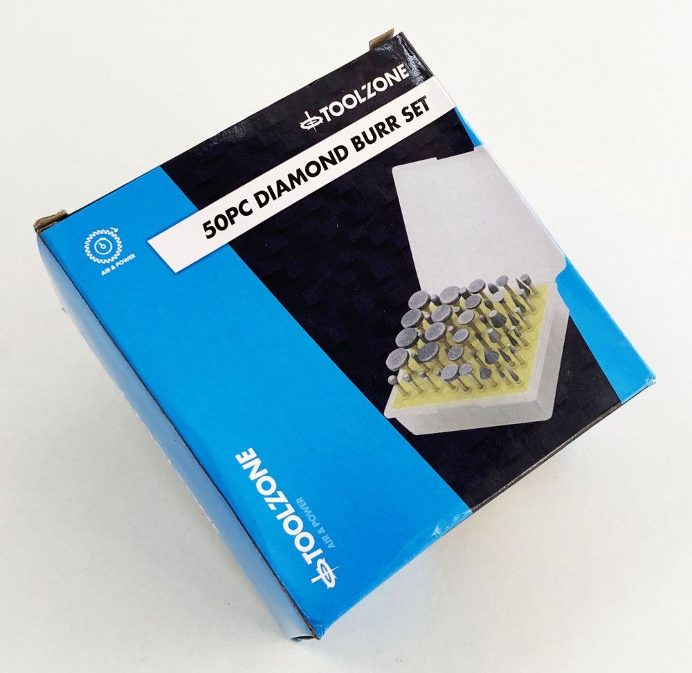DIAMOND BURR SET 50 PIECE 120grit 1/8 SHANK IN CASE - TOOLZONE KDPHB197