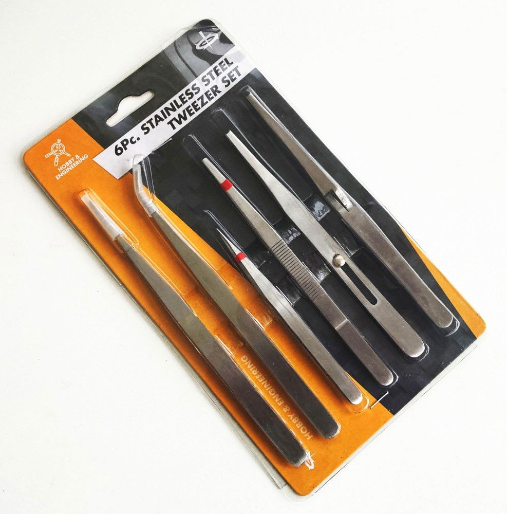 HEAVY DUTY TWEEZER SET 6 PIECE 120mm AND 160mm - TOOLZONE KDPHB211