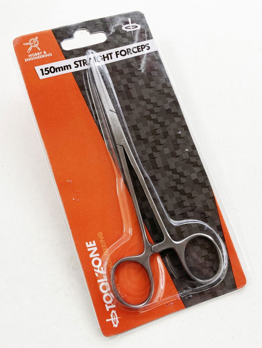 STRAIGHT FORCEPS 150mm STAINLESS STEEL LOCKING SERRATED JAW - TOOLZONE KDPHB218