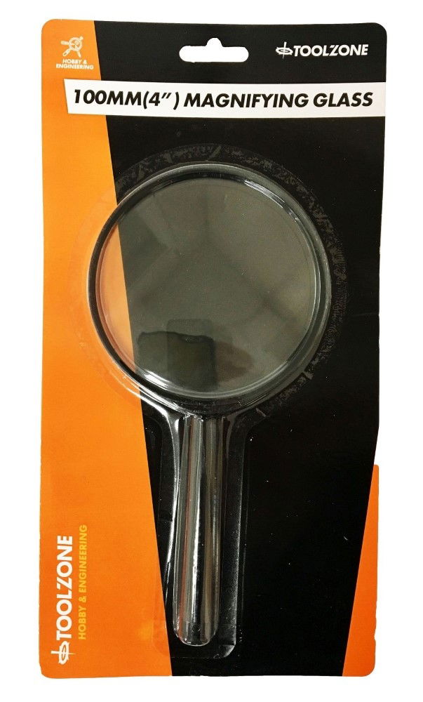 MAGNIFYING GLASS 4 100mm 3x GLASS LENS - TOOLZONE KDPHB234