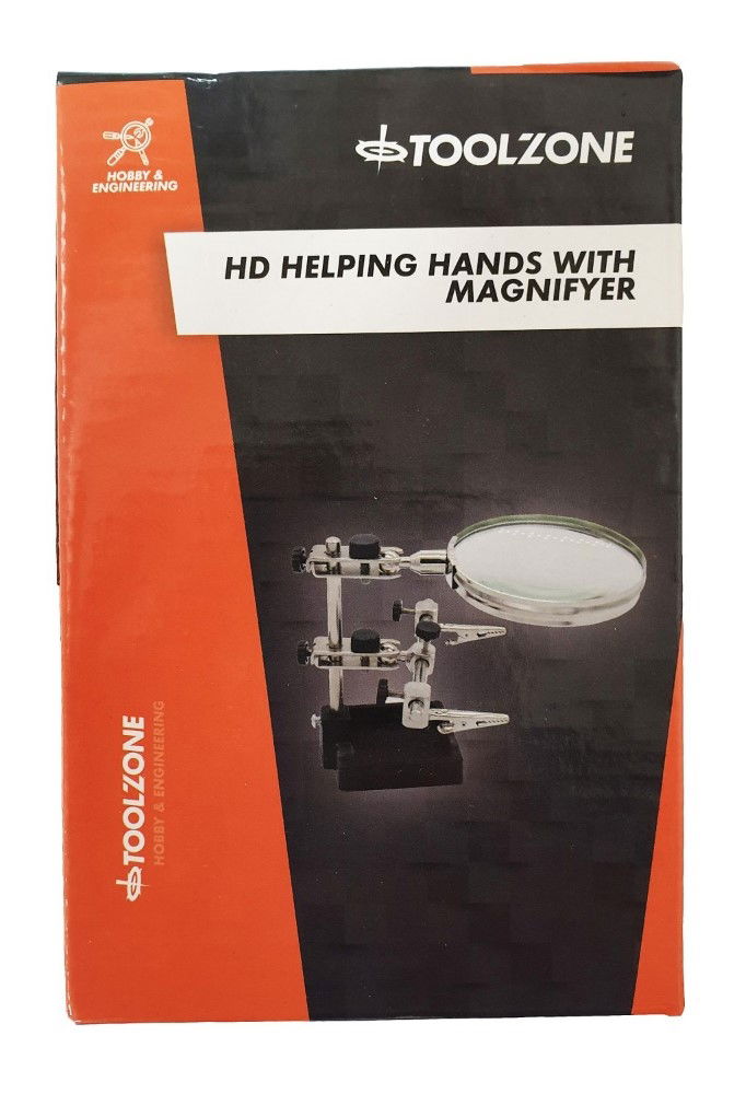 HEAVY DUTY HELPING HANDS WITH MAGNIFIER ADJUSTABLE JOINTS ALLIGATOR CLAMPS - TOOLZONE KDPHB238