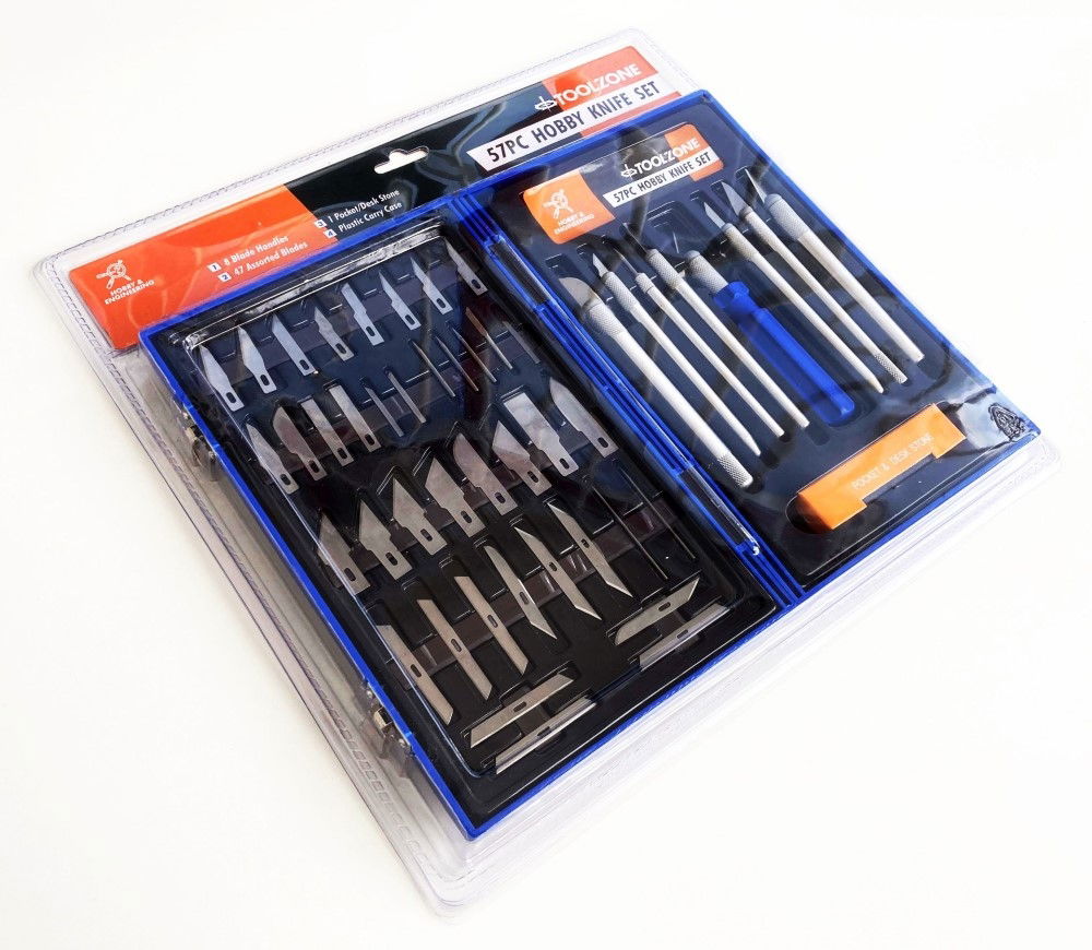 PRECISION HOBBY KNIFE SET 51 PIECE ALUMINIUM AND PLASTIC HANDLES 13 BLADES - TOOLZONE KDPHB245