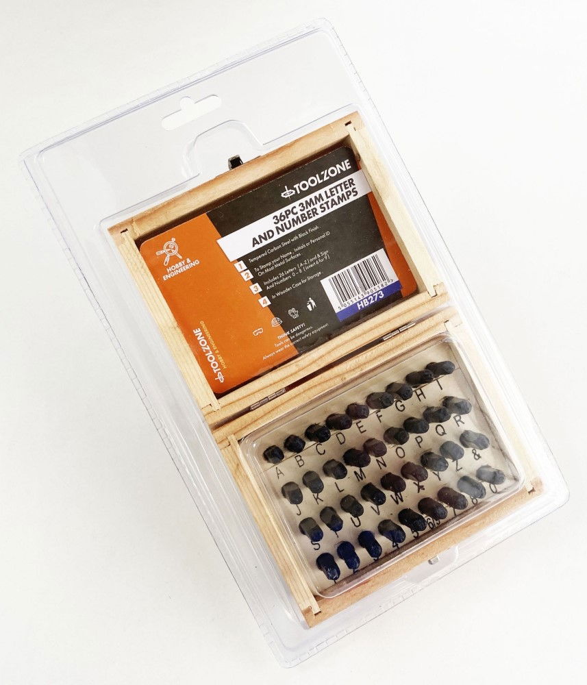 LETTER AND NUMBER STAMPS 36pc 3mm HEIGHT 2.75 LENGTH - TOOLZONE KDPHB273