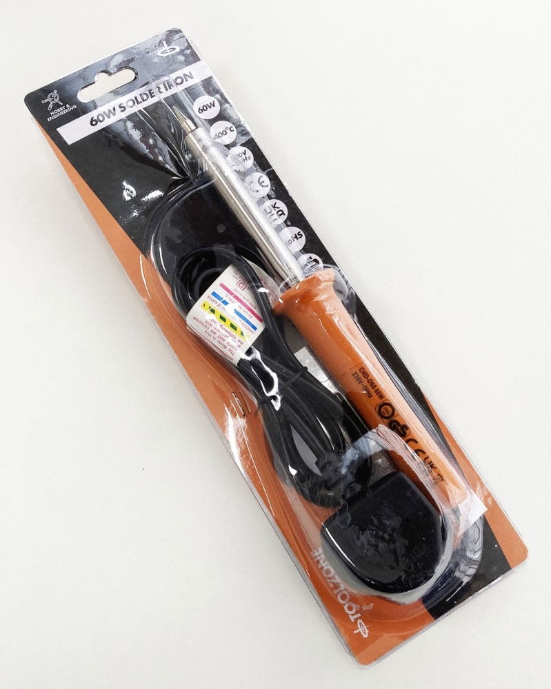 SOLDER IRON 60w 230v SCREWDRIVER TIP UK PLUG - TOOLZONE KDPHB279