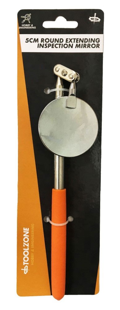 INSPECTION MIRROR ROUND 5cm TELESCOPIC EXTENDS 19-36cm - TOOLZONE KDPHB322