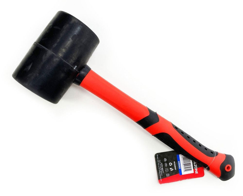 RUBBER MALLET 48oz FIBRE HANDLE BLACK HEAD - TOOLZONE KDPHM003