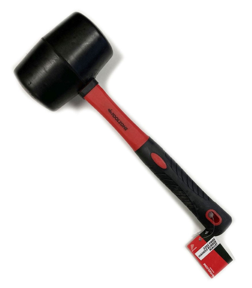 RUBBER MALLET 32oz BLACK FIBREGLASS HANDLE 350mm - TOOLZONE KDPHM108