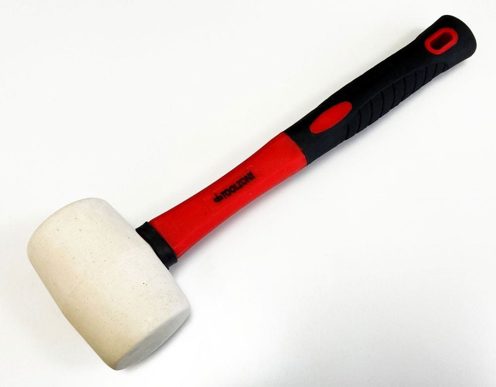 RUBBER MALLET 16oz WHITE FIBREGLASS HANDLE 350mm - TOOLZONE KDPHM110