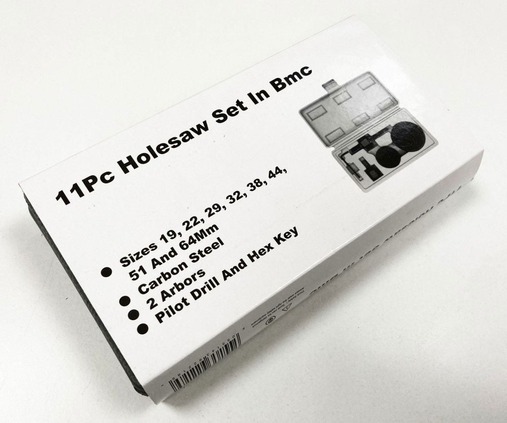 HOLE SAW SET 11pc CARBON STEEL SIZES 19-64mm - TOOLZONE KDPHS042
