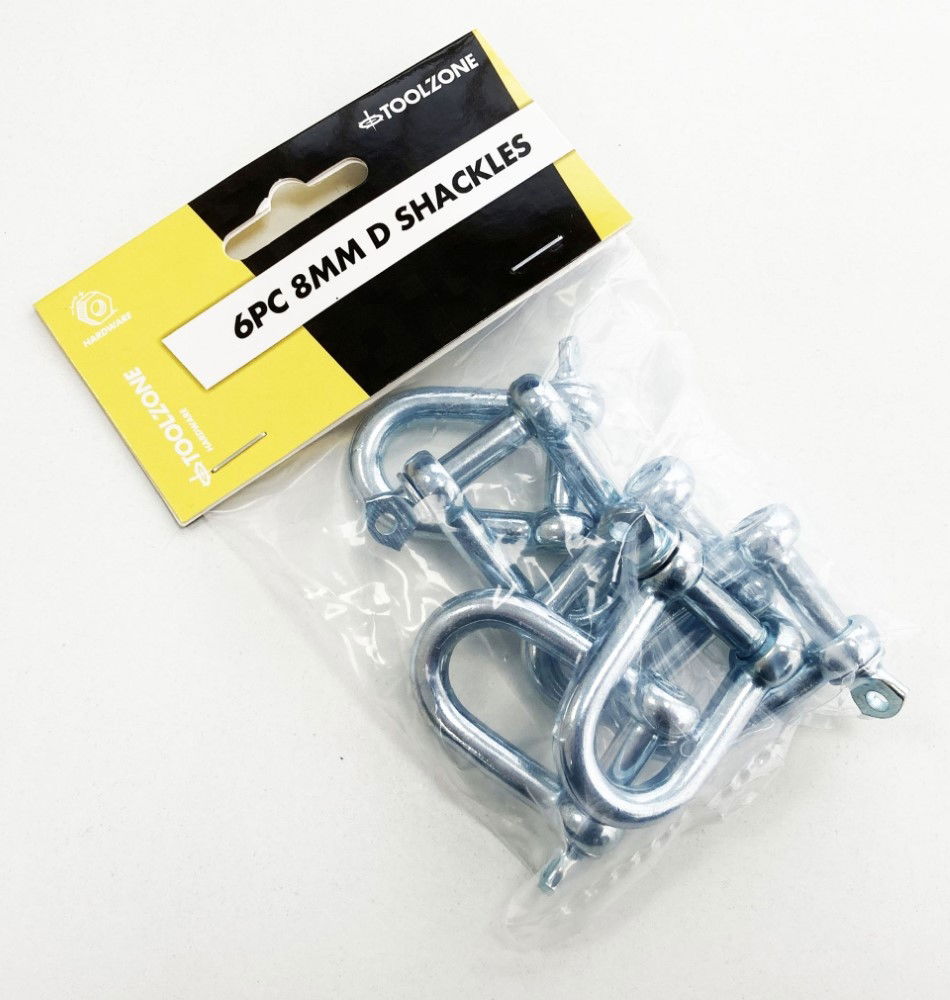 D SHACKLES 6pc 8mm INTERNAL HEIGHT 30mm EXTERNAL HEIGHT 50mm - TOOLZONE KDPHW011