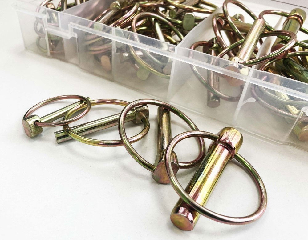 LYNCH PIN SET 50pc ZINC COATED STEEL VARIOUS SIZES - TOOLZONE KDPHW024