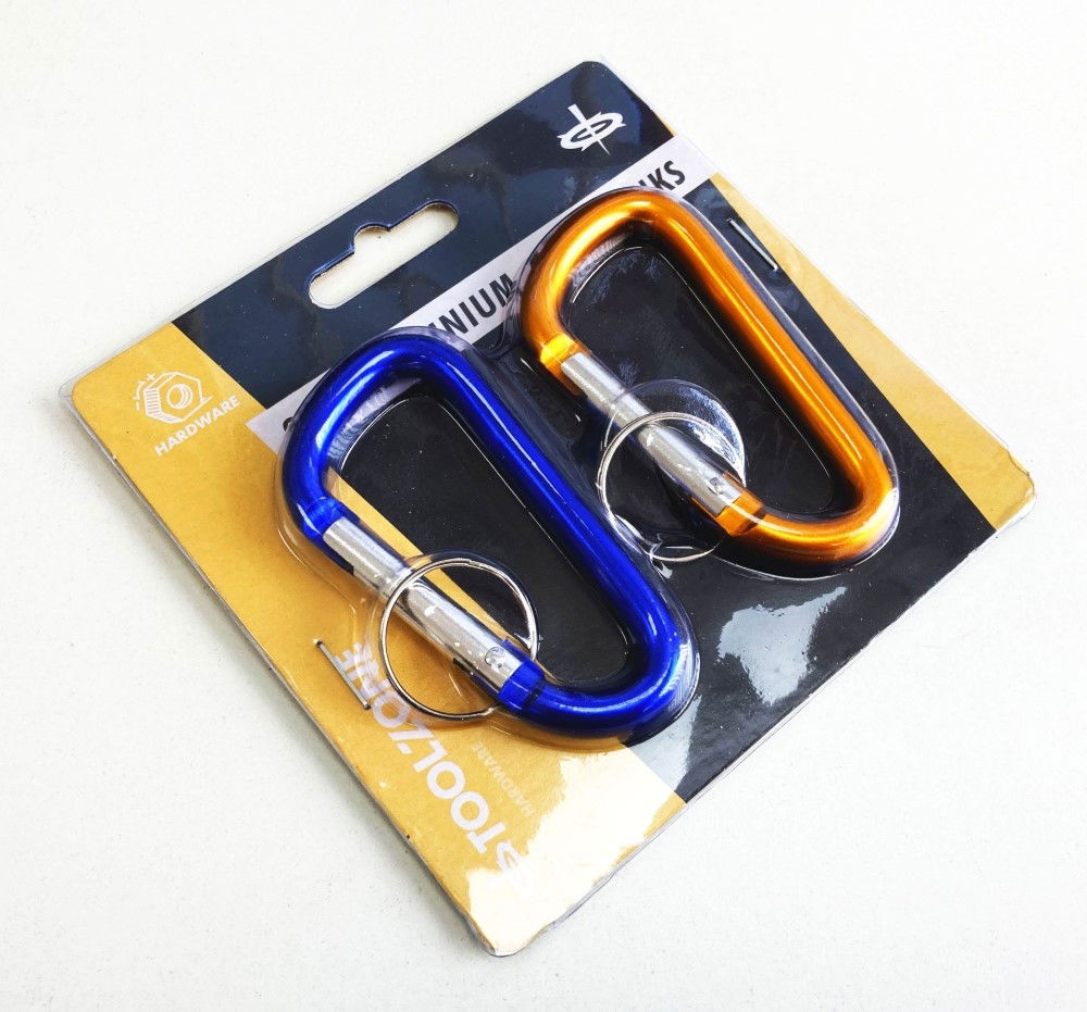 ALUMINIUM SPRING LINK SET 2pc 40x75mm WITH KEY LOOPS ORANGE BLUE - TOOLZONE KDPHW065