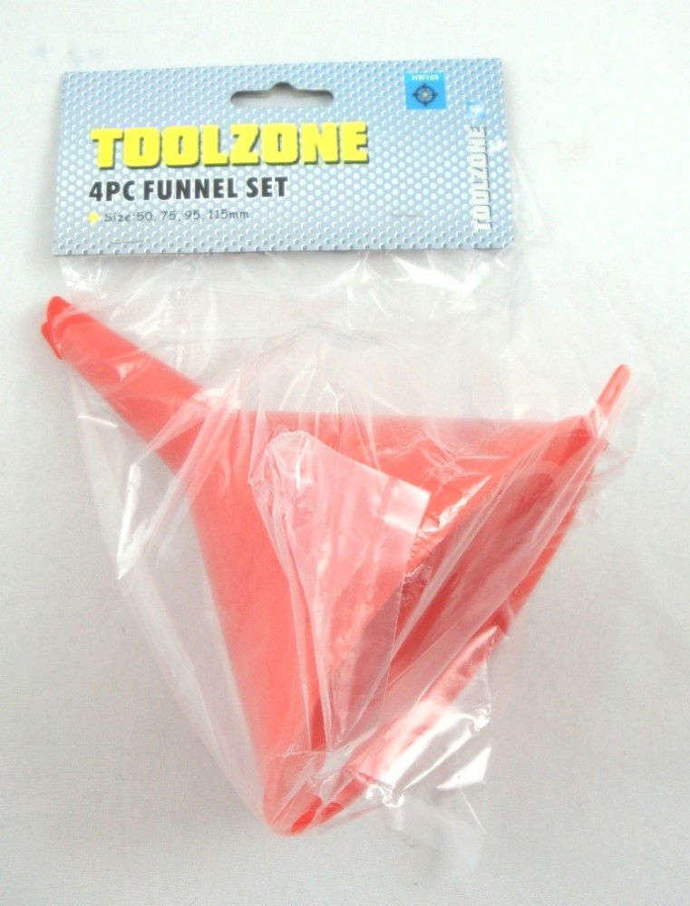 FUNNEL SET 4pc PLASTIC 50-110mm - TOOLZONE KDPHW106