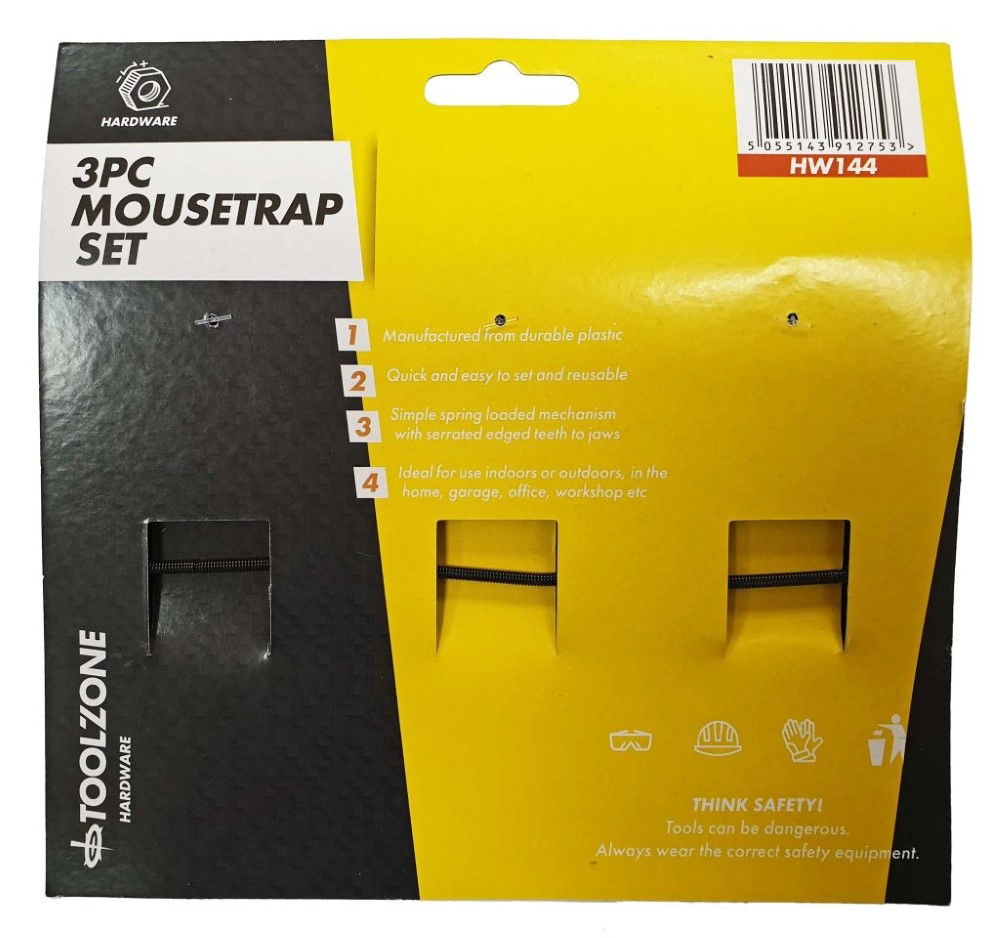 MOUSE TRAPS SET 3pc PLASTIC - TOOLZONE KDPHW144