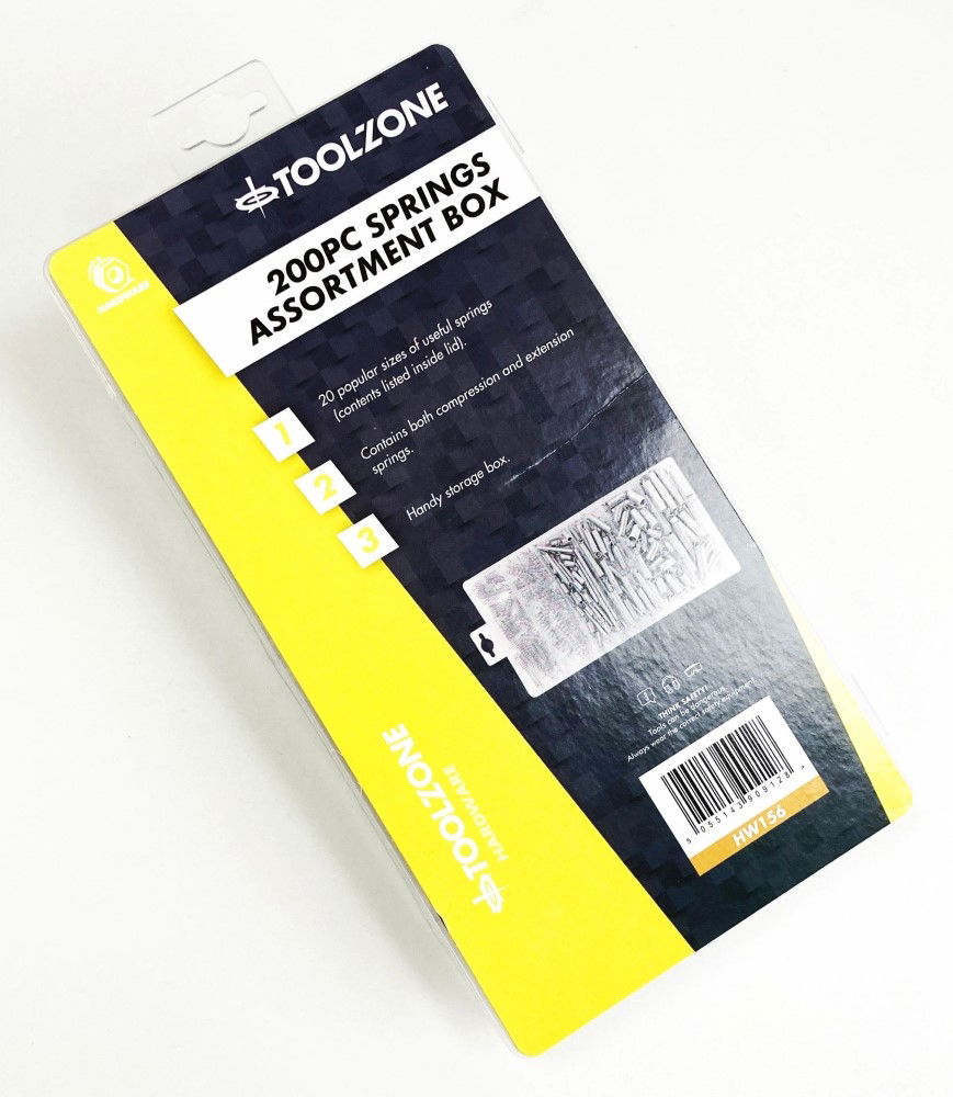 SPRING ASSORTMENT 200pc COMPRESSION AND EXTENSION IN BOX - TOOLZONE KDPHW156