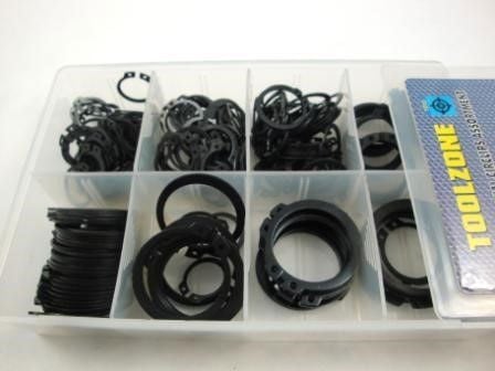 EXTERNAL CIRCLIP ASSORTMENT 250pc 20-45mm IN STORAGE BOX - TOOLZONE KDPHW188