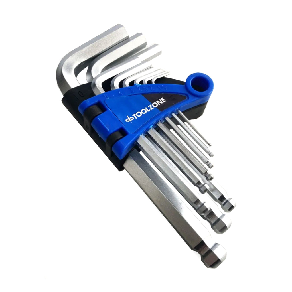 HEX KEY SET SHORT BALL END 9pc 1.5-10mm CHROME VANADIUM - TOOLZONE KDPHX013