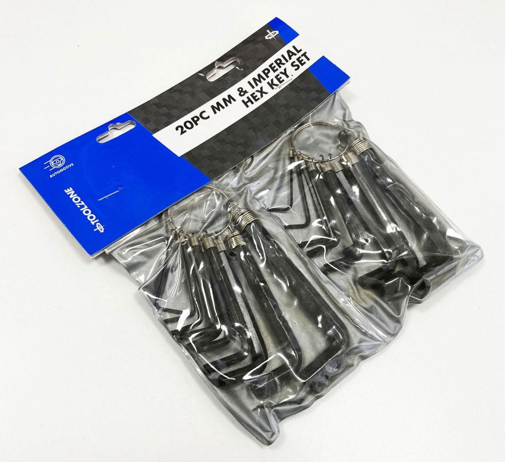 HEX KEY SET METRIC AND AF 20pc CARBON STEEL - TOOLZONE KDPHX020