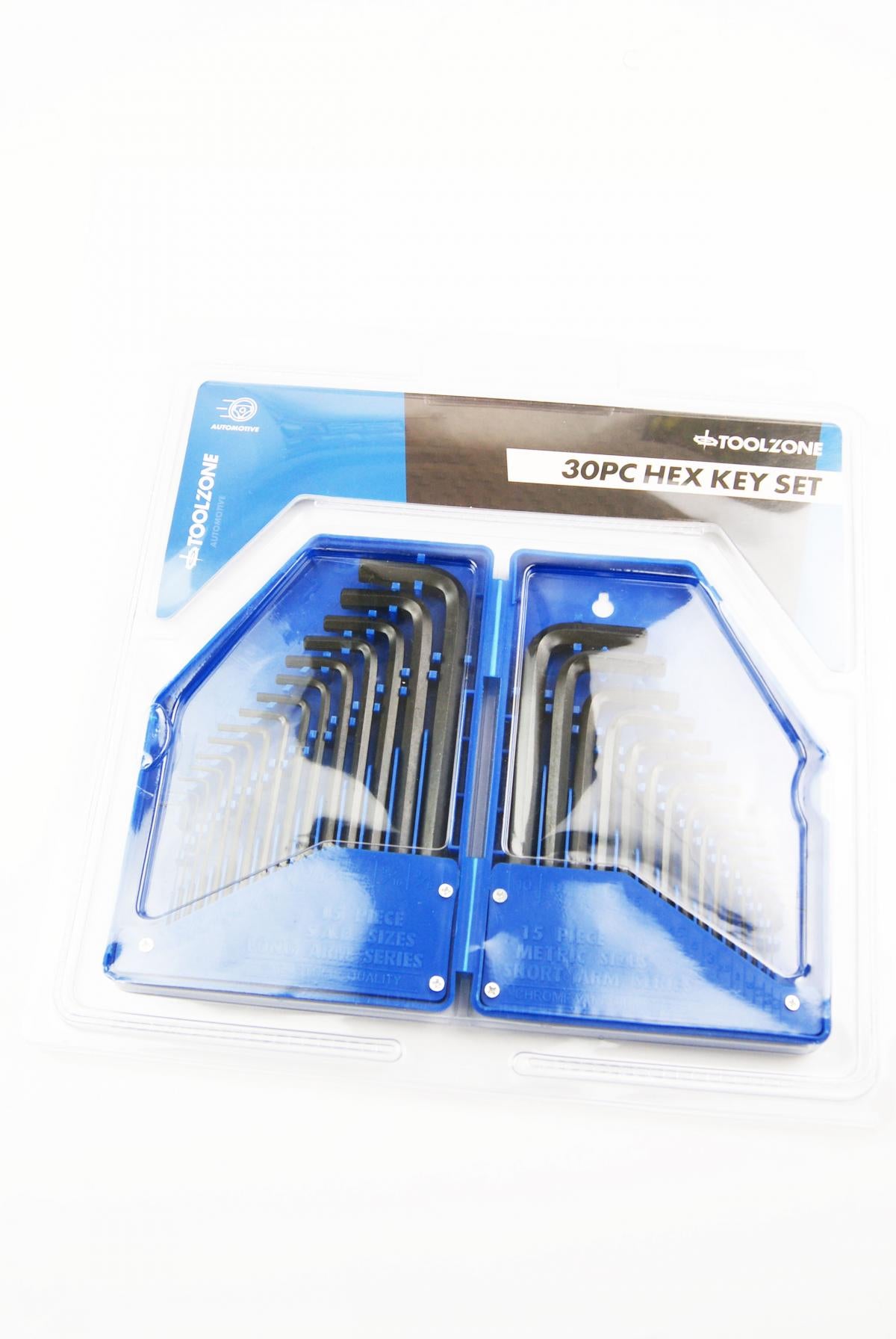 HEX KEY SET METRIC AND AF 30pc IN CASE LONG AND SHORT ARM - TOOLZONE KDPHX023