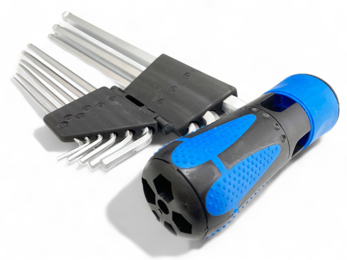 HEX KEY SET BALL END METRIC 9pc WITH HANDLE CHROME ALLOY - TOOLZONE KDPHX032