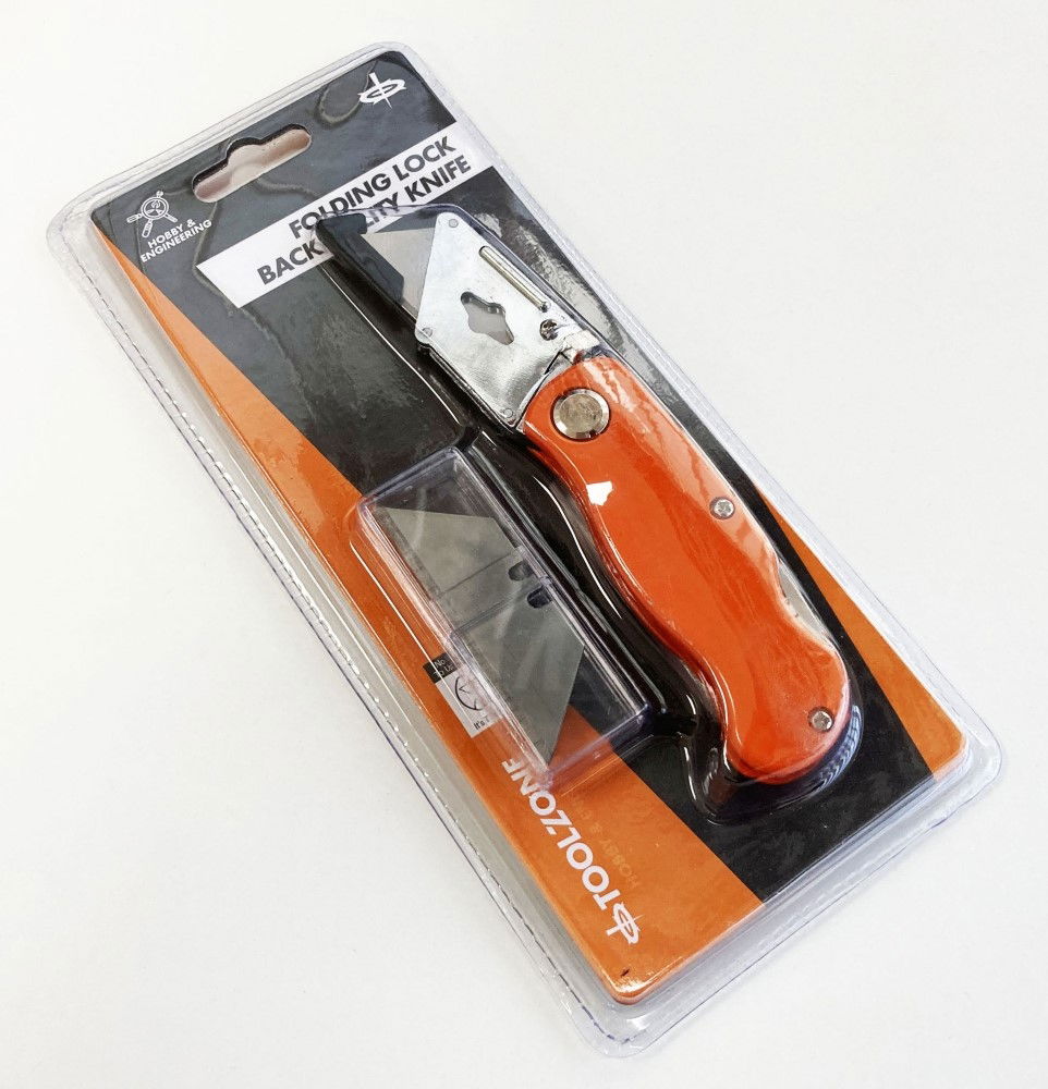 UTILITY KNIFE FOLDING LOCK BACK WITH 10 SPARE BLADES - TOOLZONE KDPKN076