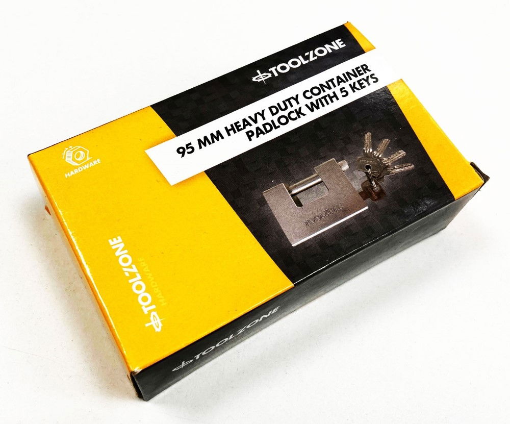 PADLOCK HEAVY DUTY CONTAINER 95mm SHANK 12.85mm WITH 5 KEYS - TOOLZONE KDPLK008