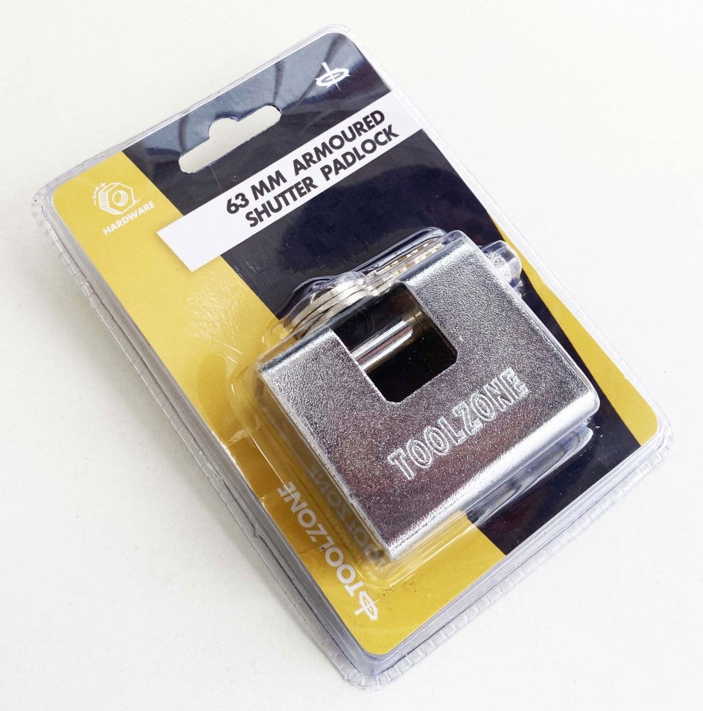 PADLOCK ARMOURED CONTAINER 63mm WITH 3 KEYS - TOOLZONE KDPLK010