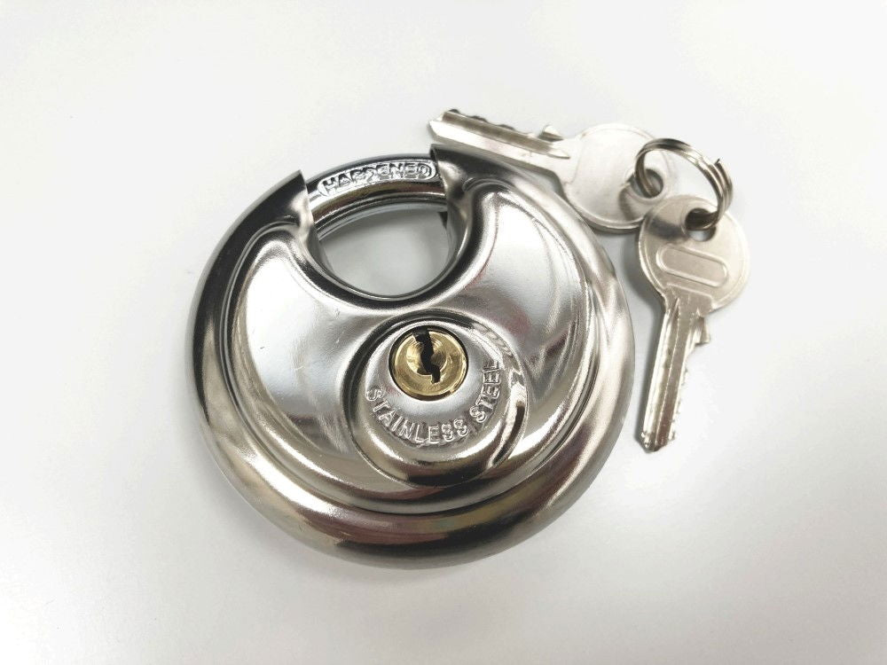 PADLOCK DISC 70mm HARDENED SHACKLE WITH 2 KEYS - TOOLZONE KDPLK050