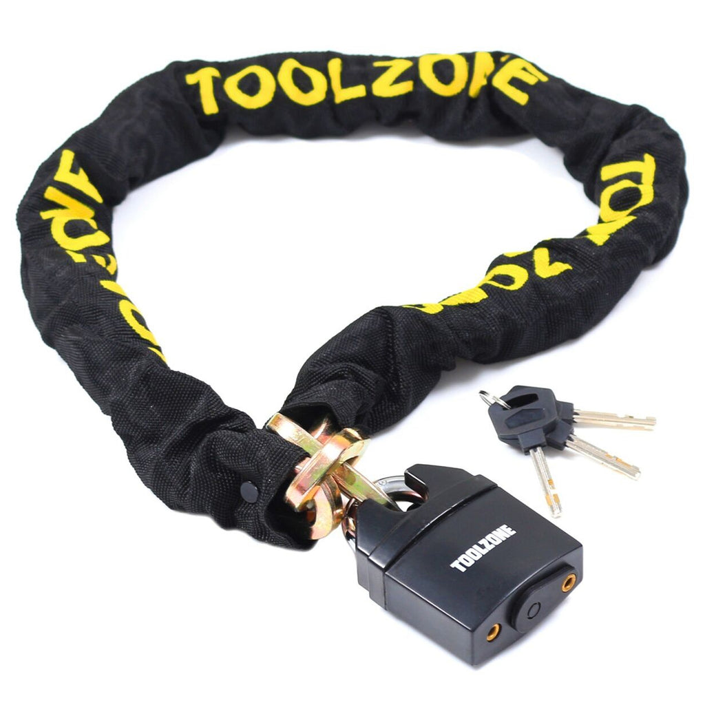 CHAIN 1100mm x 10mm WITH 65mm HEAVY DUTY PADLOCK AND 3 KEYS - TOOLZONE KDPLK074
