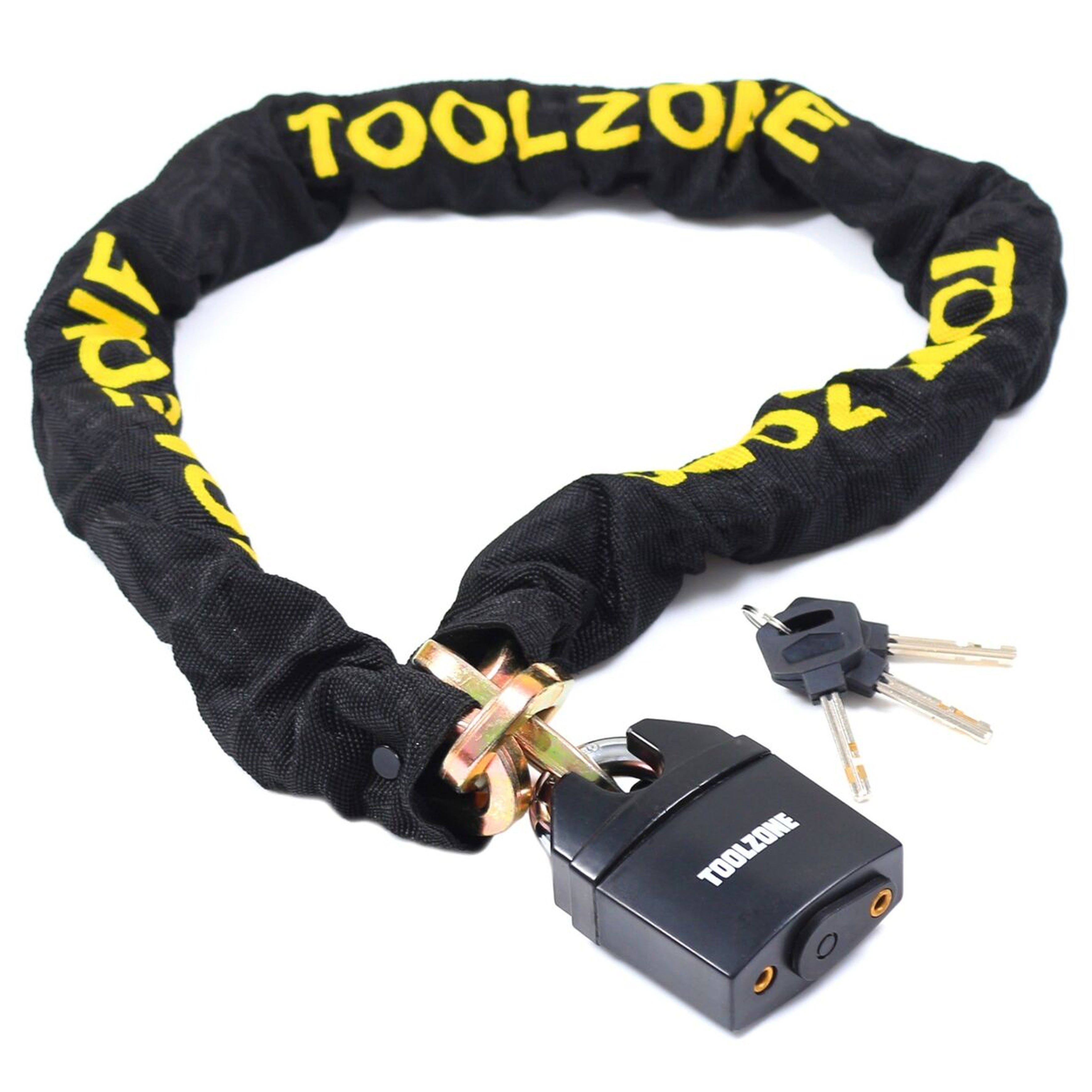 CHAIN 1100mm x 10mm WITH 65mm HEAVY DUTY PADLOCK AND 3 KEYS - TOOLZONE KDPLK074