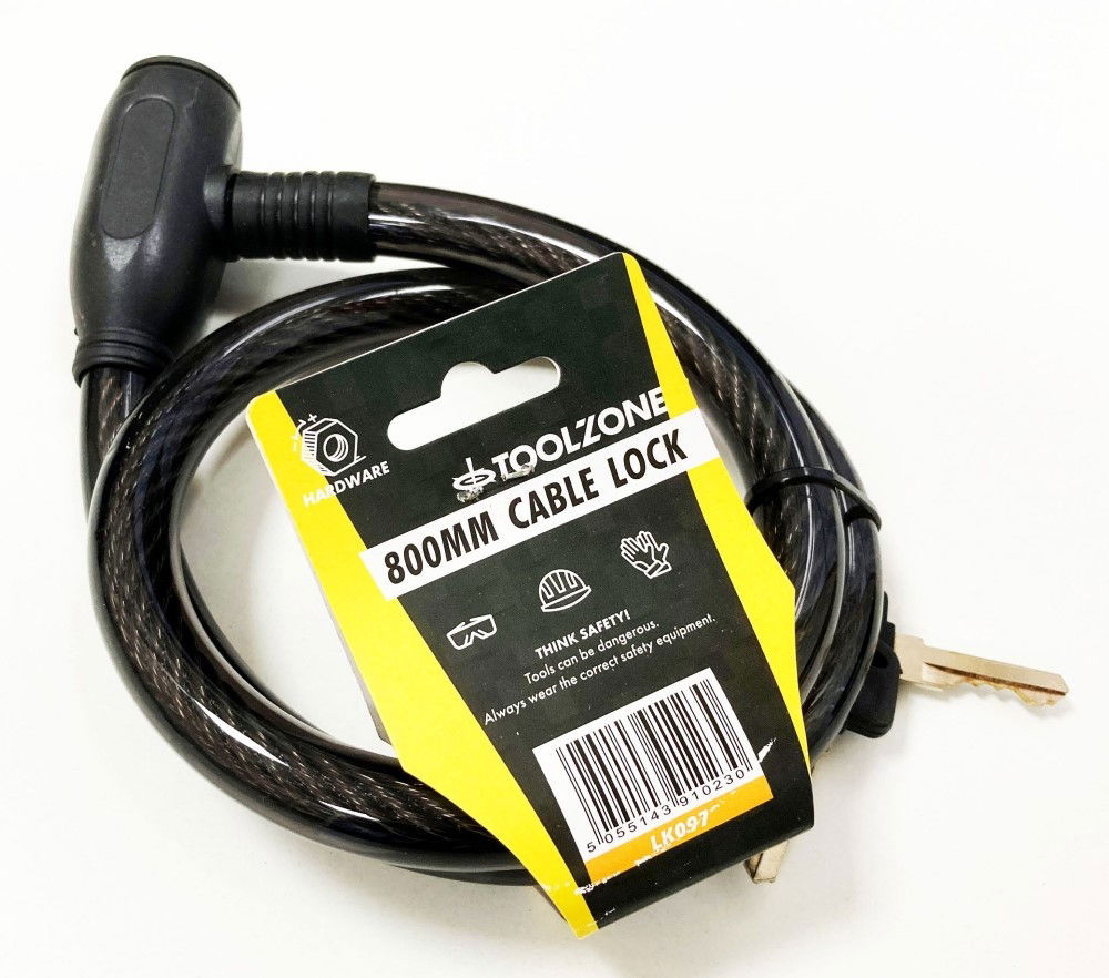 CABLE LOCK 15mm x 800mm WITH 2 KEYS - TOOLZONE KDPLK097