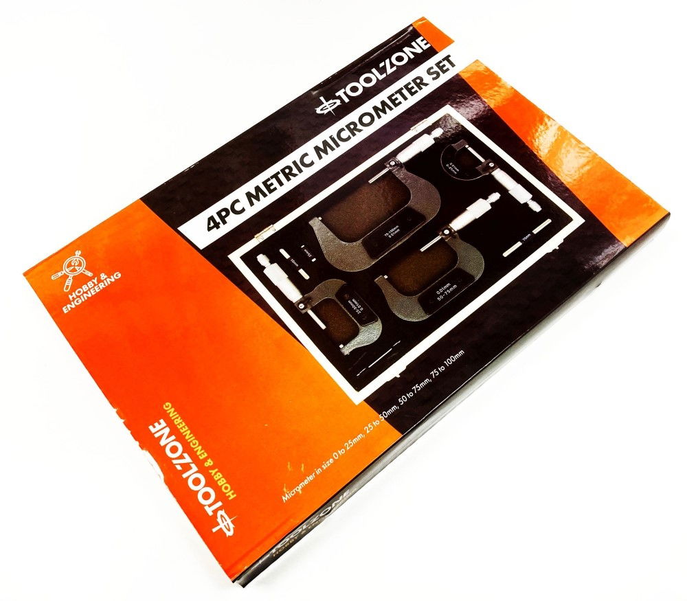 MICROMETER SET 4PC 0-100mm 0.01mm GRADUATIONS - TOOLZONE KDPMS057