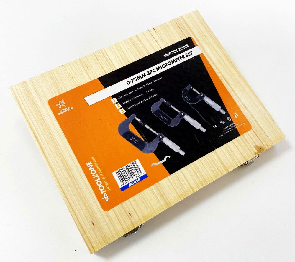 MICROMETER SET 3PC 0-75mm 0.01mm GRADUATIONS - TOOLZONE KDPMS058