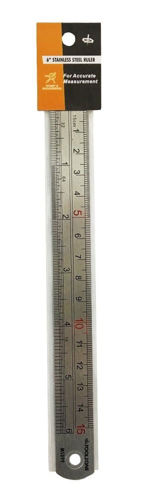 STAINLESS STEEL RULER 6 1mm THICKNESS METRIC AND IMPERIAL - TOOLZONE KDPMS099