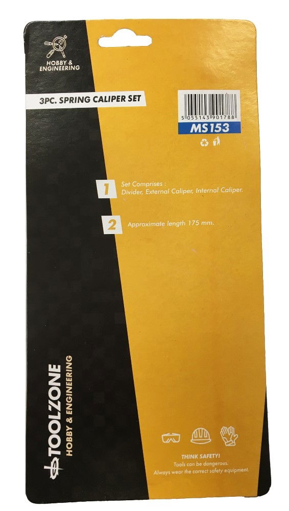 SPRING CALLIPER SET 3 PIECE INTERNAL EXTERNAL DIVIDING 180mm - TOOLZONE KDPMS153