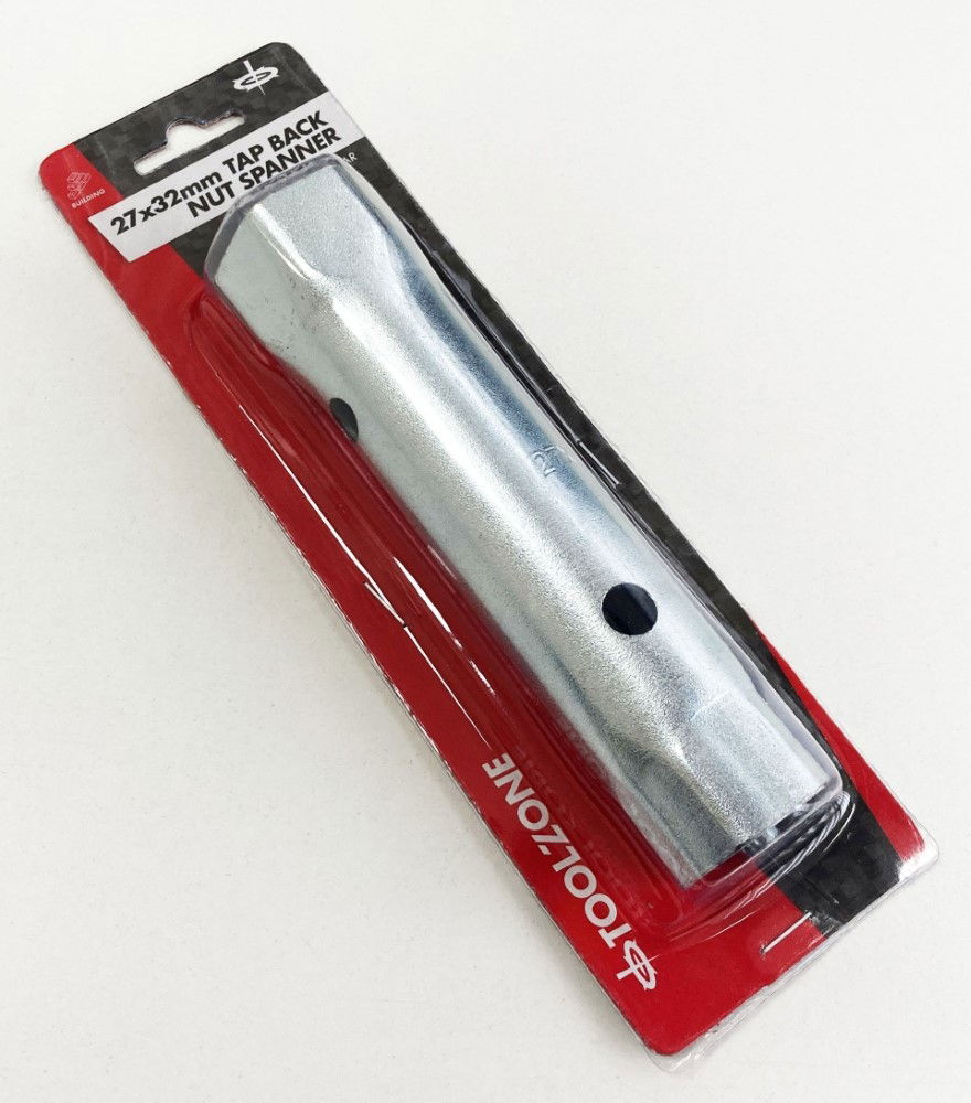 TAP BACKNUT SPANNER 27 x 32mm DOUBLE ENDED STEEL WITH TOMMY BAR - TOOLZONE KDPPB018