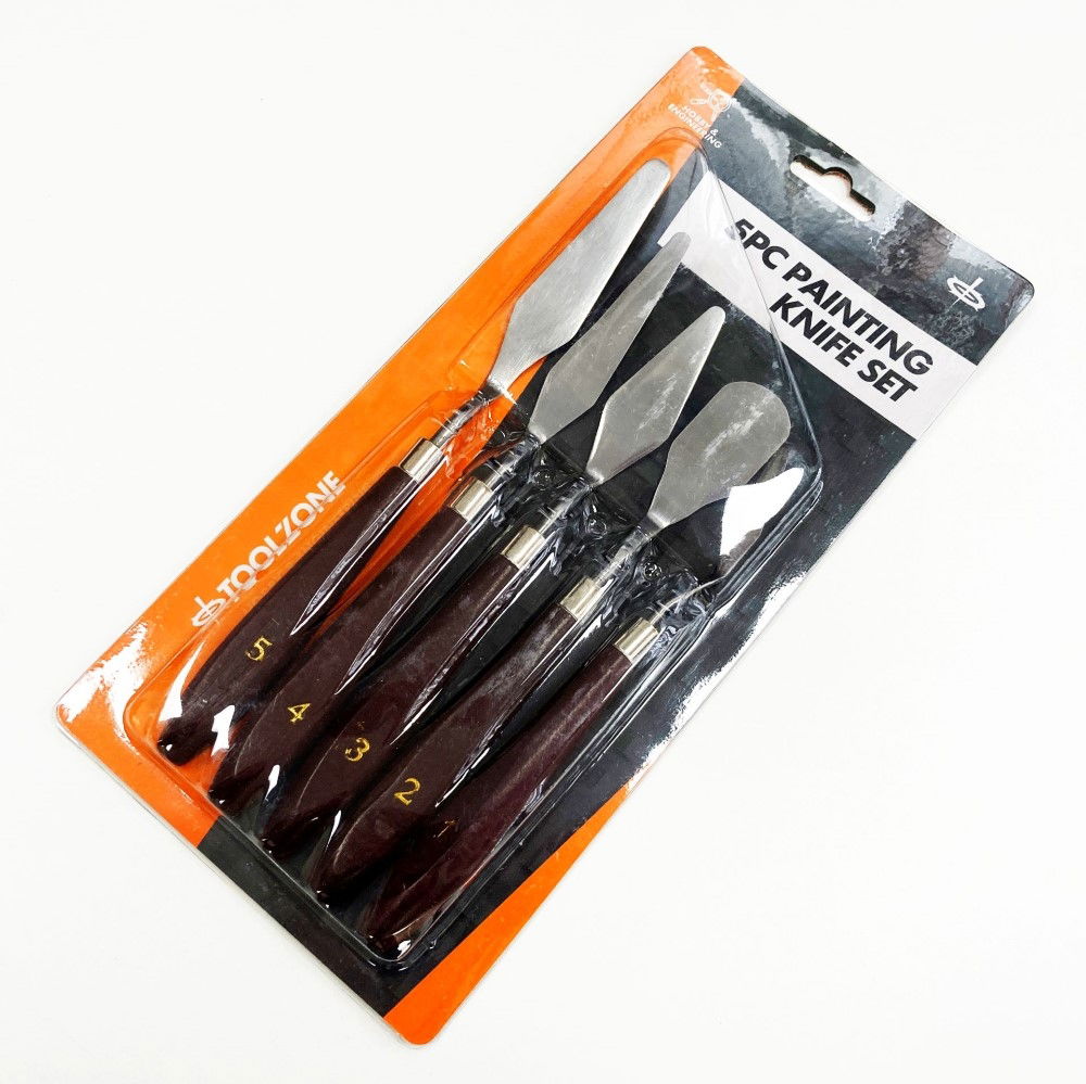 PAINTING KNIFE SET 5PC HIGH CARBON SPRING STEEL BLADES SIZES 1-5 - TOOLZONE KDPPK001