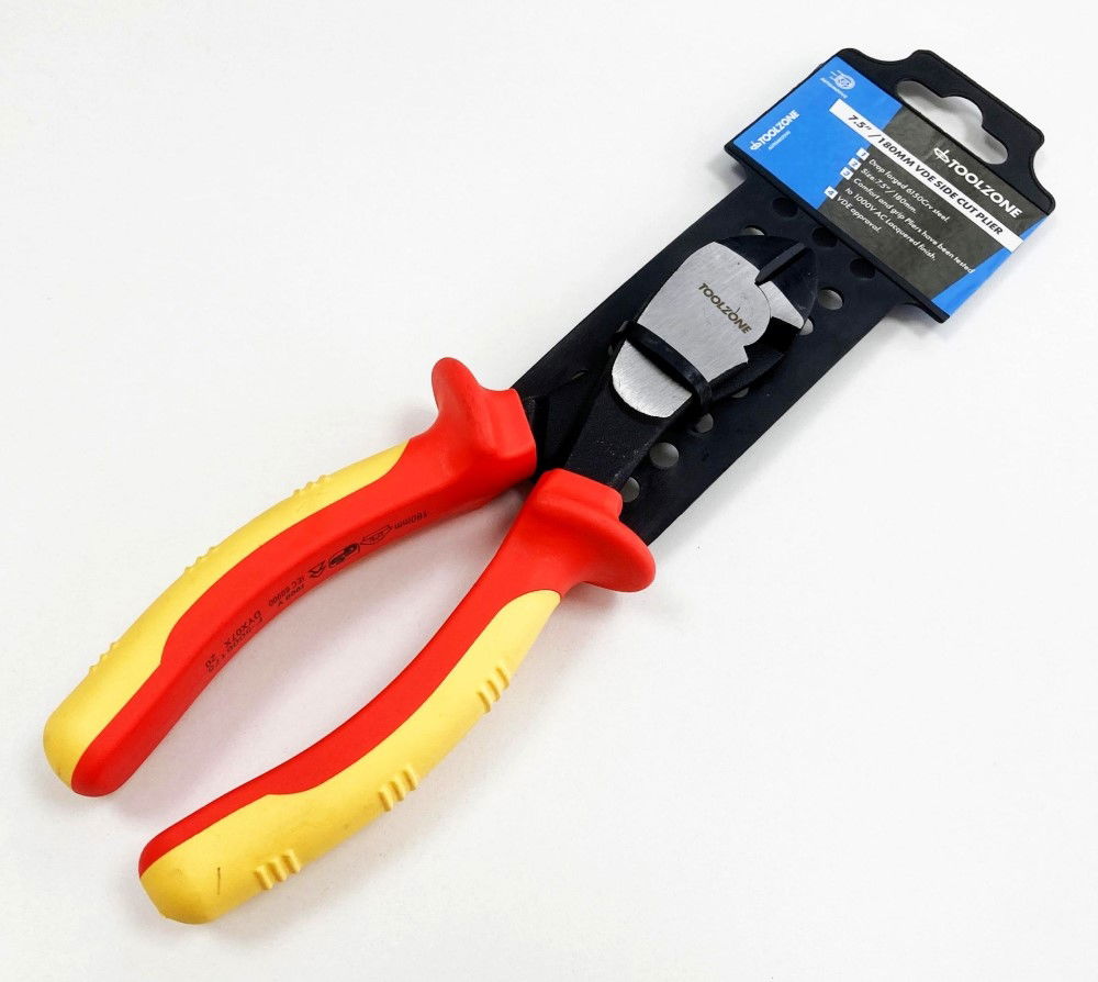 SIDE CUTTER PLIER VDE 7 1/2 6150 CRV STEEL 1000V - TOOLZONE KDPPL135