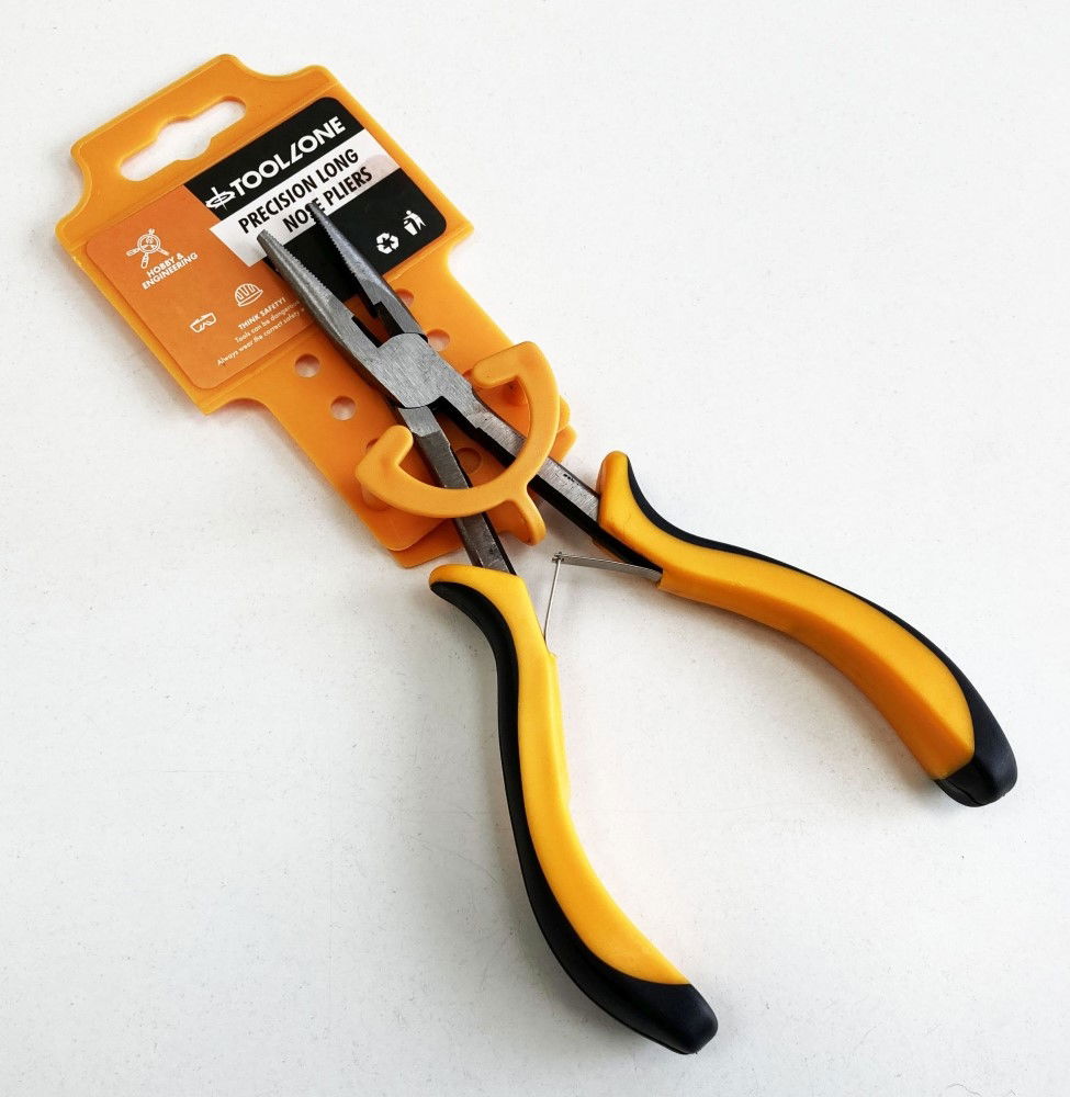 PRECISION LONG NOSE PLIERS LEAF SPRING CARBON STEEL - TOOLZONE KDPPL185