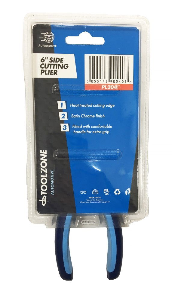 SIDE CUT PLIER HEAVY DUTY 6 SATIN FINISH DROP FORGED STEEL - TOOLZONE KDPPL204