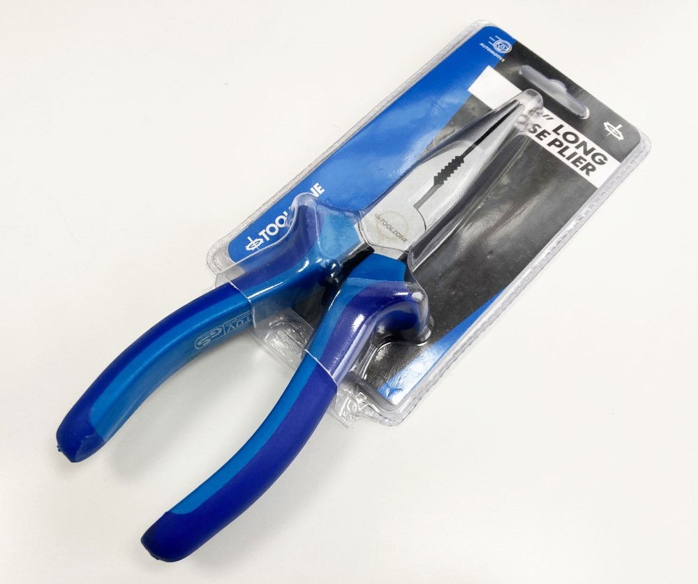 LONG NOSE PLIER HEAVY DUTY 8 SATIN FINISH DROP FORGED STEEL - TOOLZONE KDPPL205