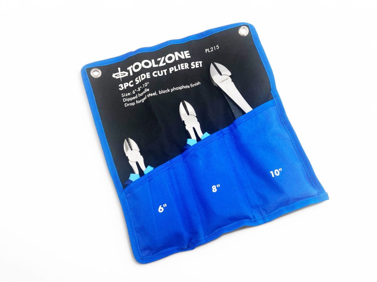 SIDE CUT PLIERS SET 3PC 6, 8, 10 DROP FORGED STEEL - TOOLZONE KDPPL215
